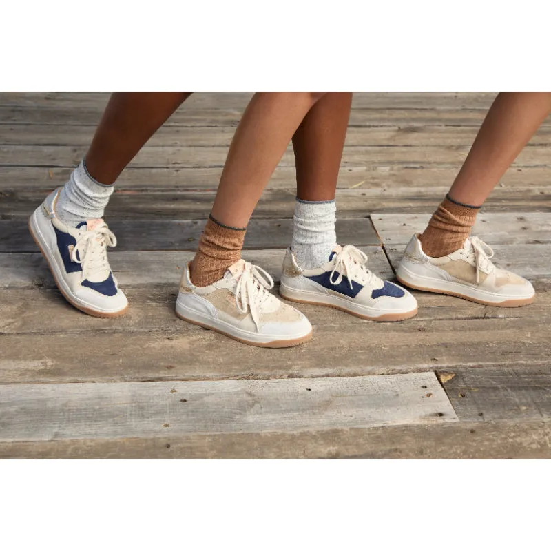 Penelope Chilvers Pintado Leather Ladies Trainers - Sand/Champagne