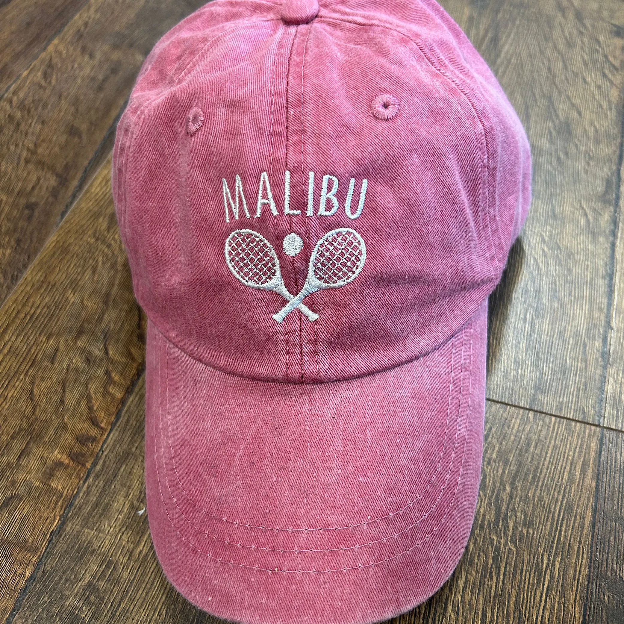 Personalized Tennis Racket Embroidered Baseball Hat - Custom City or Club Name