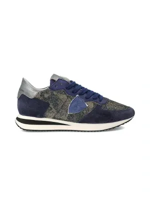 Philippe Model TRPX Low Woman in Camouflage Glitter Bleu