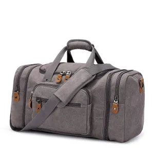 Plambag Canvas Duffle Bag for Travel, 50L Duffel Overnight Weekend Bag(Gray)