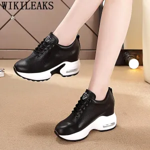 Platform Sneakers Women Genuine Leather Shoes Women Elevator Shoes Increase within Wedges Sneakers for Women Casual Shoes Tenis