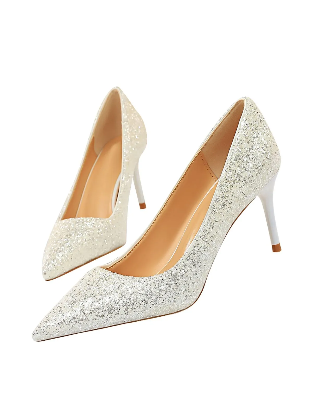 Pointed Toe Sequins Glitter High Heels Shoes