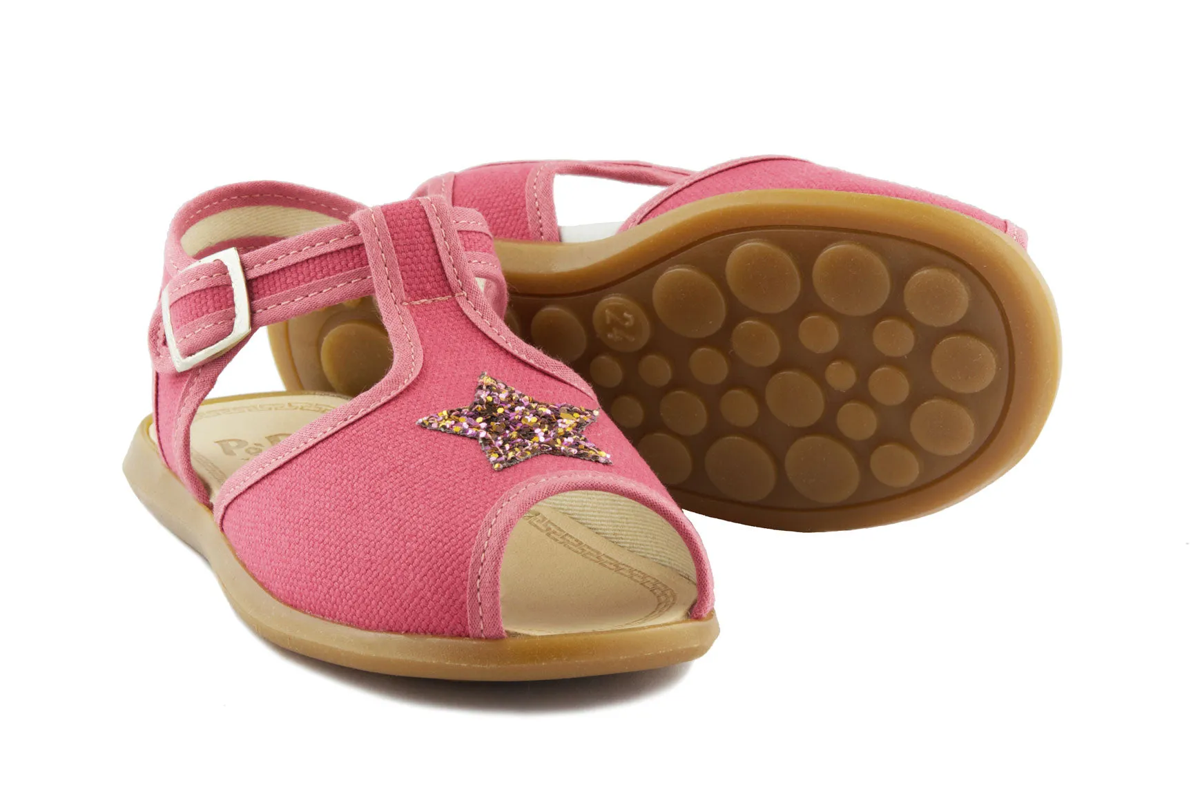 PèPè Pink Linen Sandal with Glitter Star