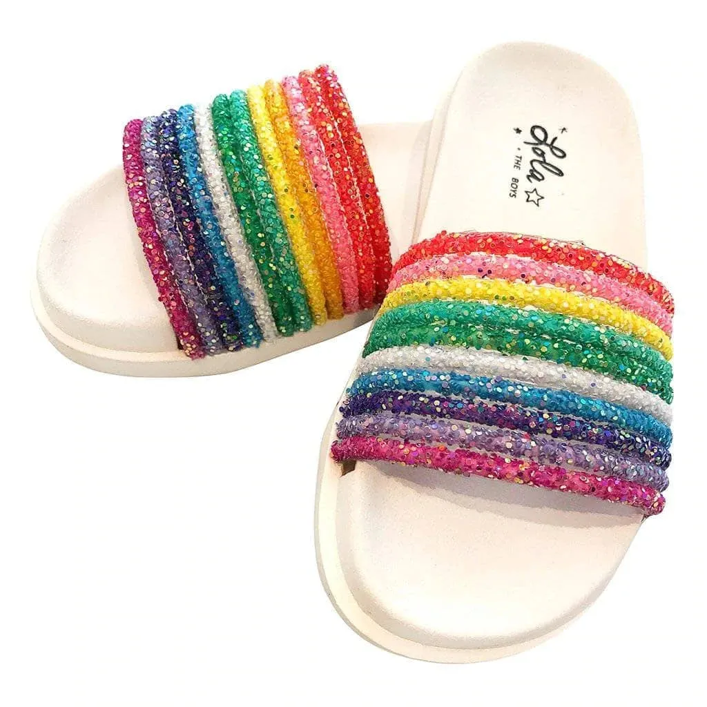 Rainbow Glitter Slides