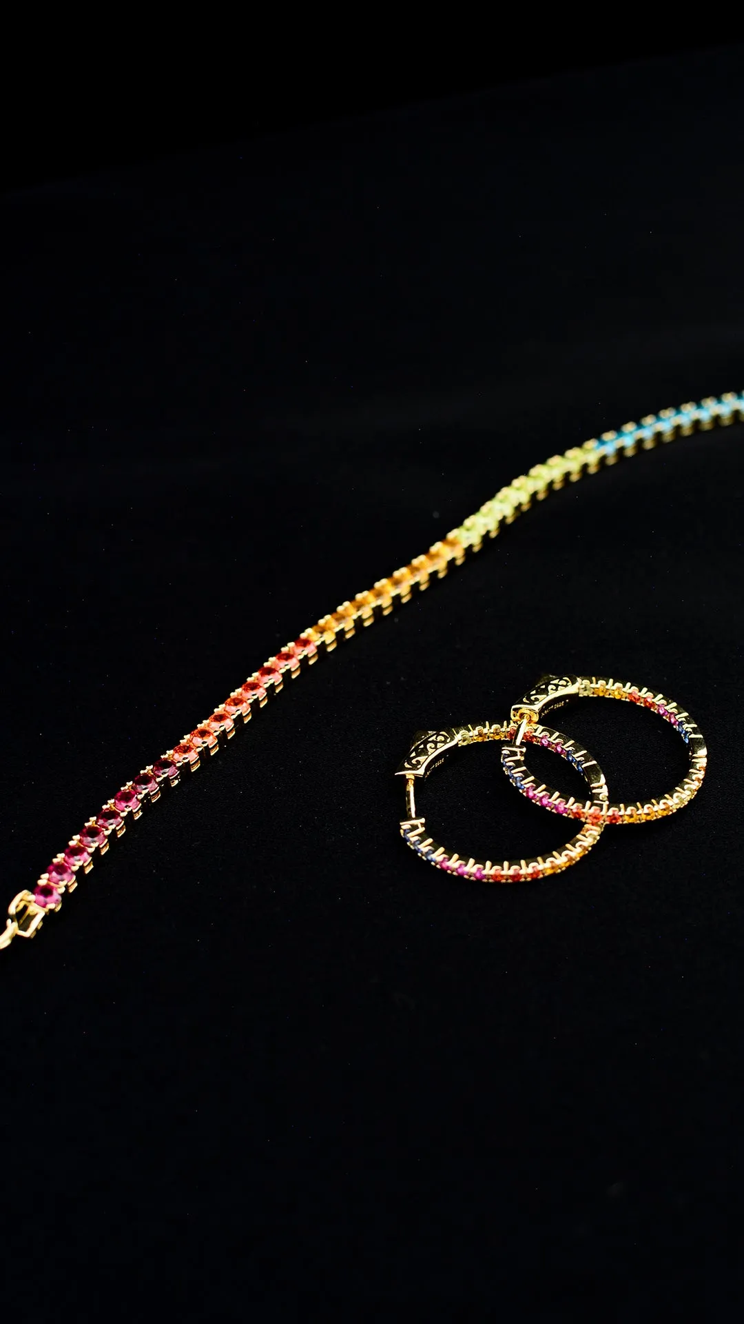 Rainbow Tennis Bracelet 18K Gold Vermeil