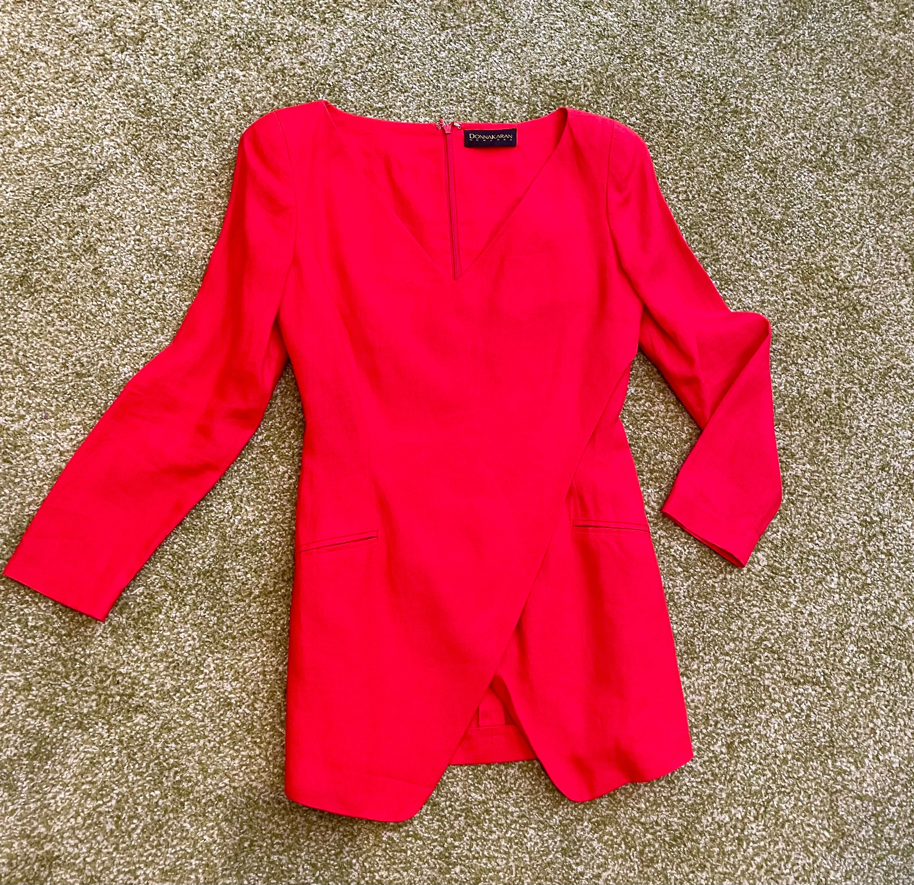 Red Linen Top by Donna Karan