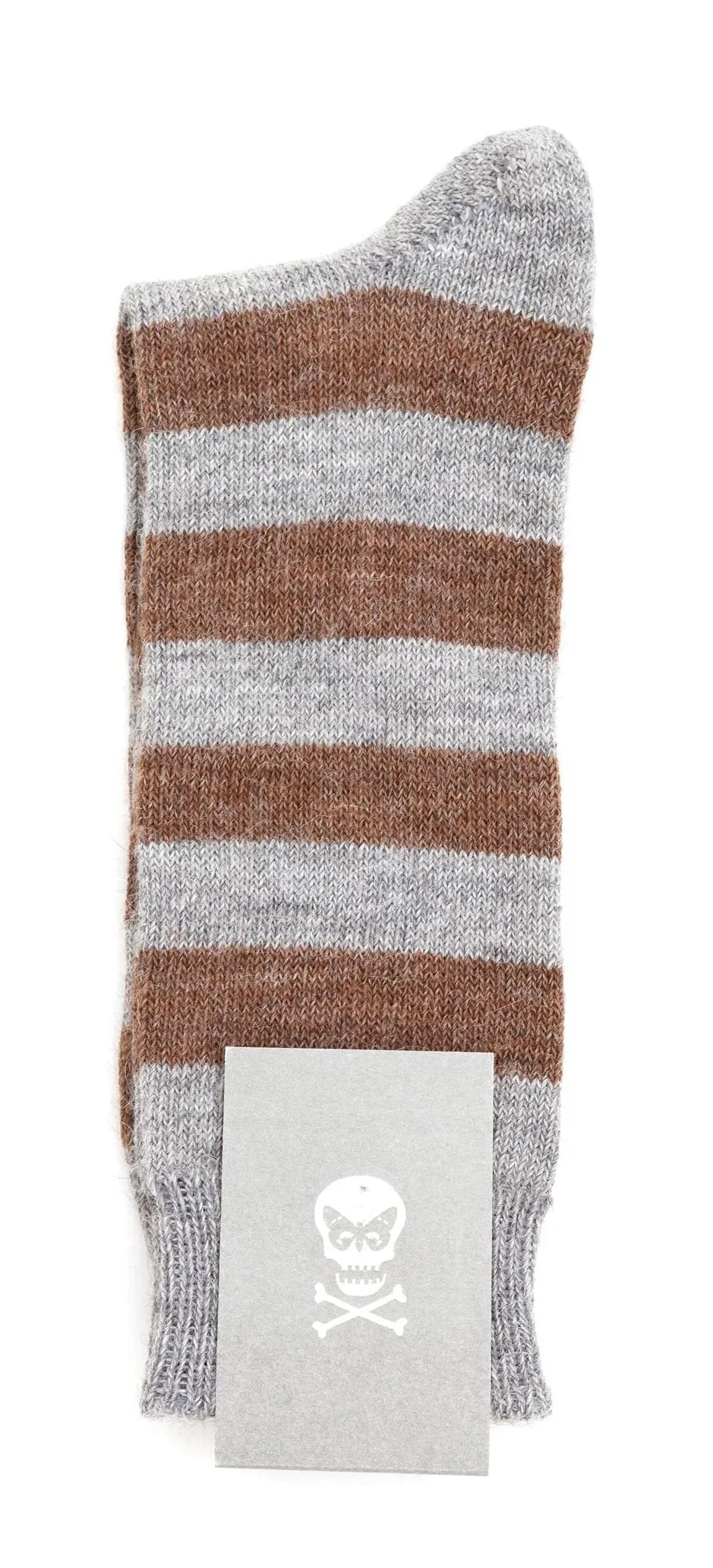 Regent - Alpaca Wool Socks - Hoops - Grey & Light-Brown