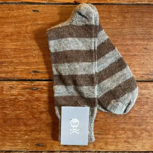 Regent - Alpaca Wool Socks - Hoops - Grey & Light-Brown