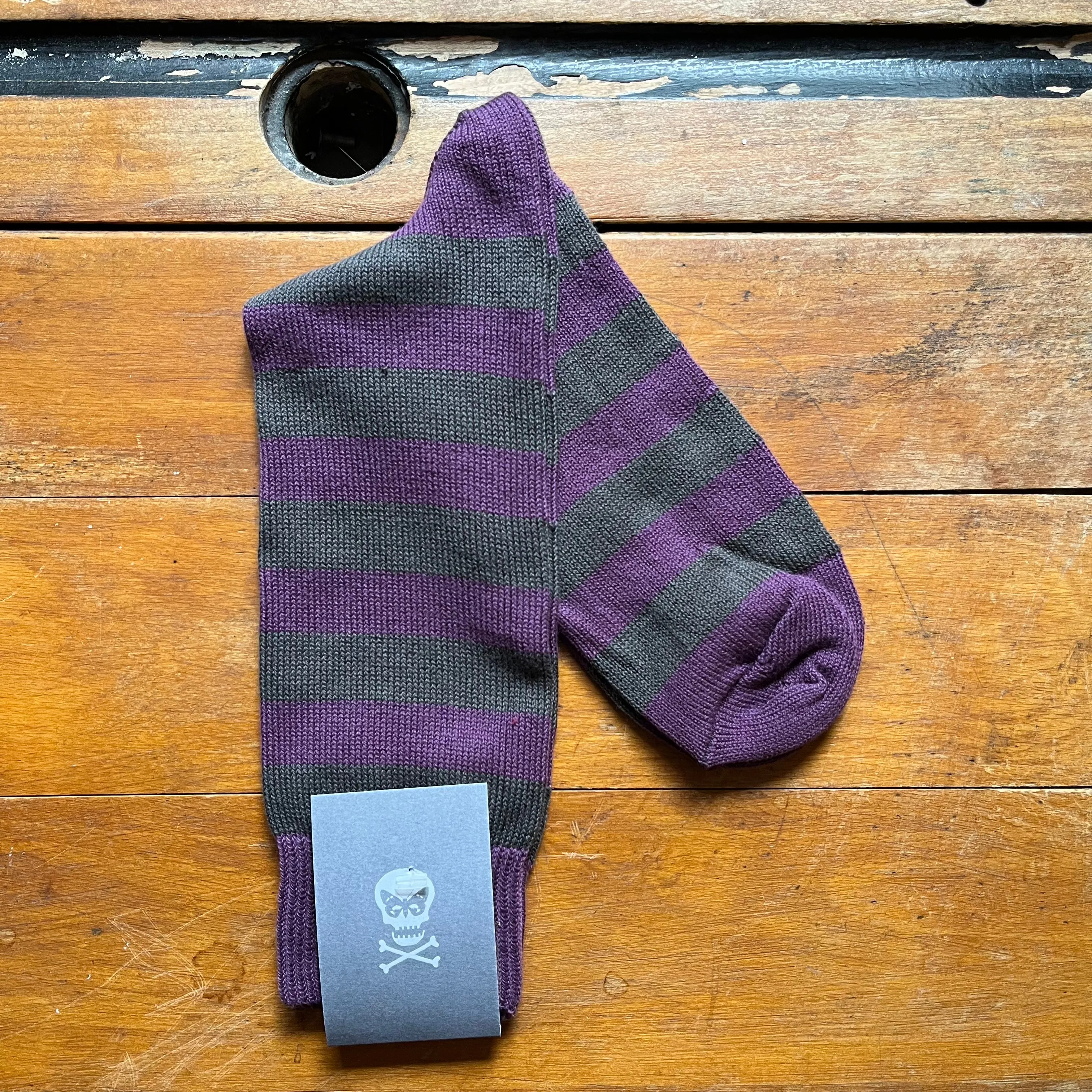 Regent - Cotton Socks - Hoops - Purple & Grey