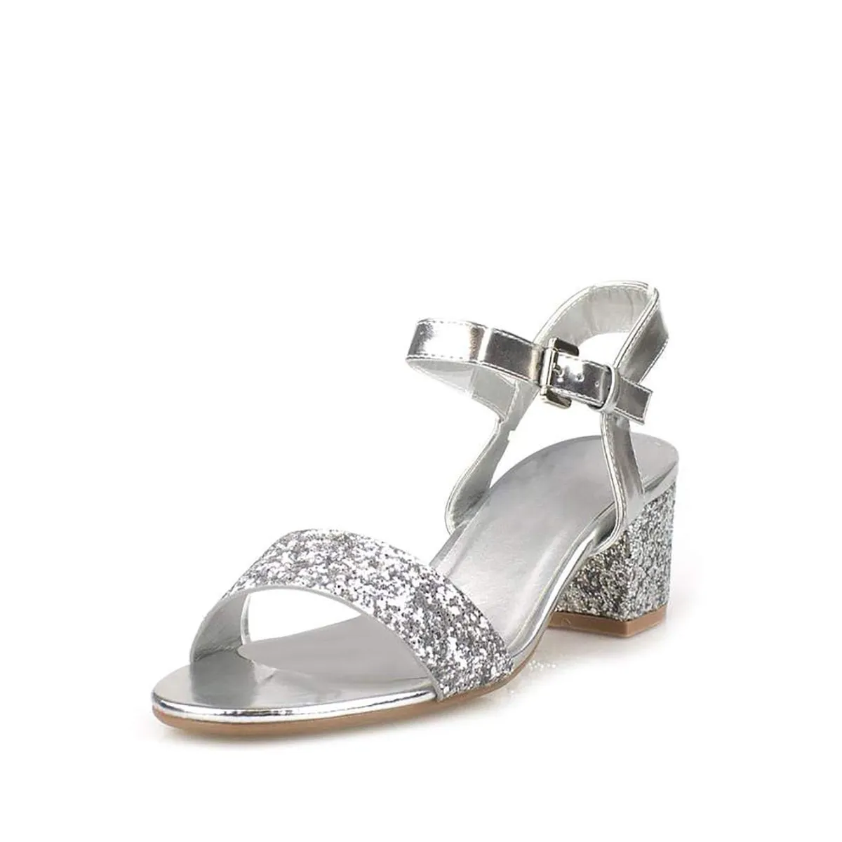 RUBY Block Heel Glitter Ankle Strap