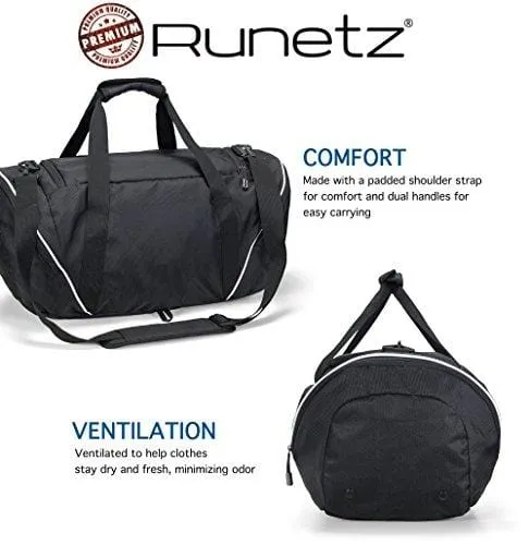 Runetz - Gym Bag for Women and Men - Ideal Workout Overnight Weekend Bag - Sport Duffle Bag - XL SIZE 30 x 14 x 12 inches - BLACK