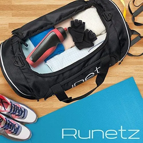 Runetz - Gym Bag for Women and Men - Ideal Workout Overnight Weekend Bag - Sport Duffle Bag - XL SIZE 30 x 14 x 12 inches - BLACK