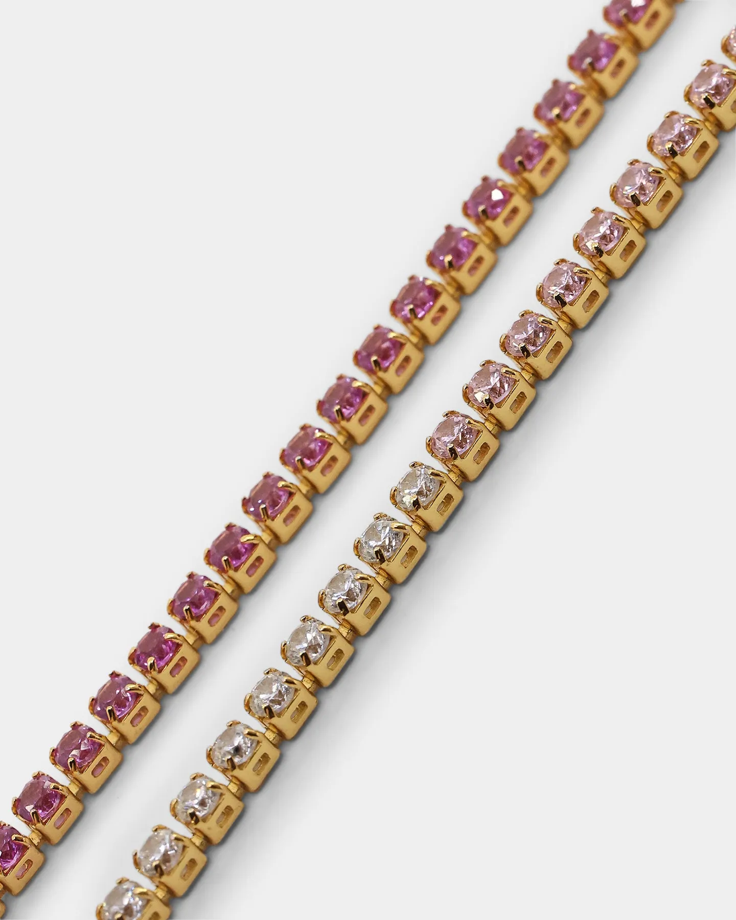 Saint Morta Micro Coloured Tennis Bracelet Gold/Pink