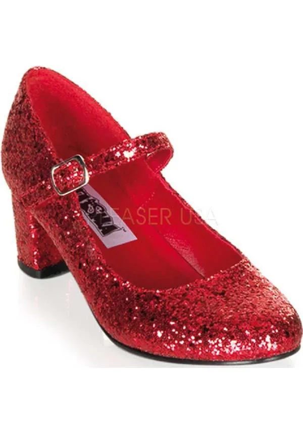 SCHOOLGIRL-50G [Red Glitter] | HEELS [IN STOCK]**