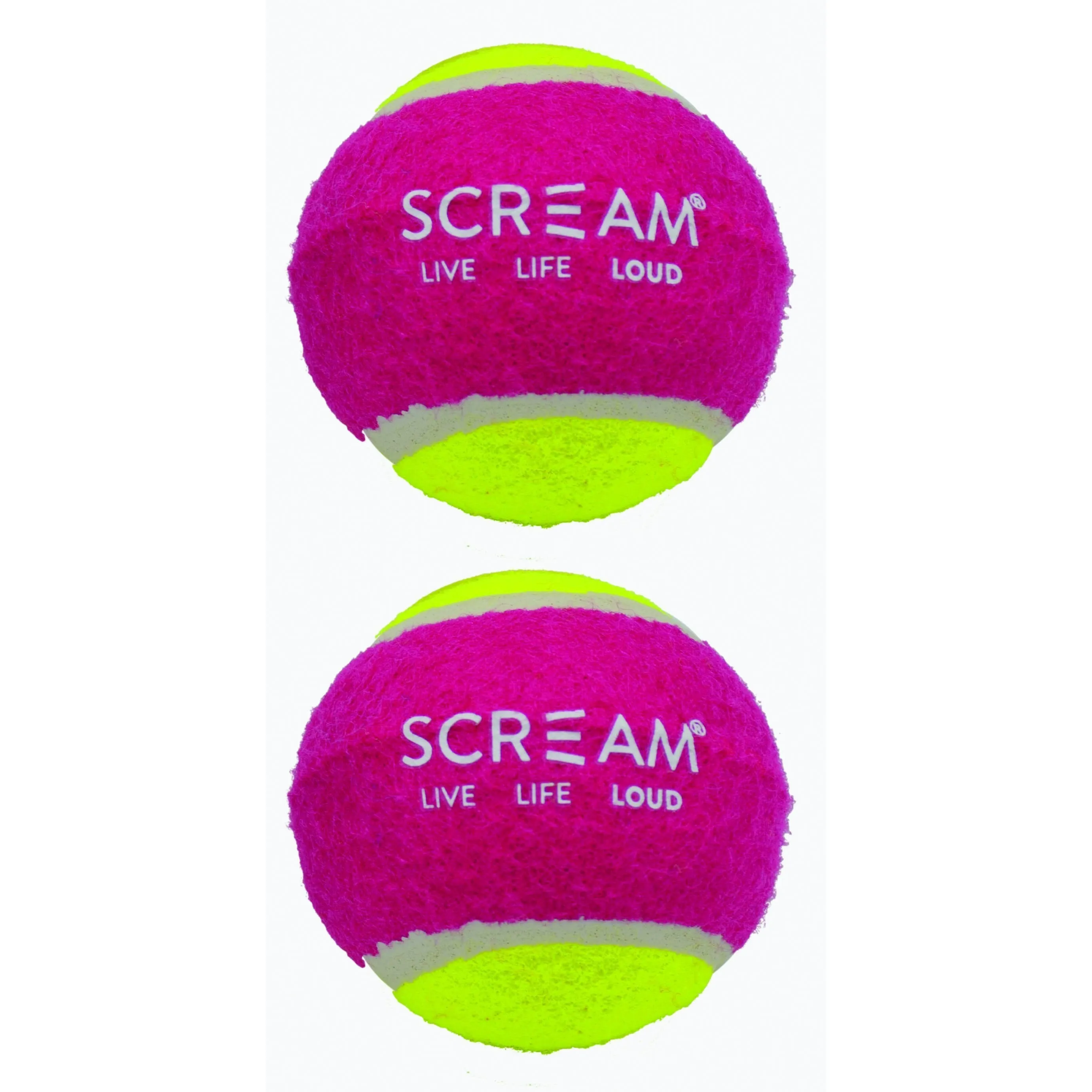 Scream Tennis Balls Medium Pink and Green Dog Toy 2 Pack