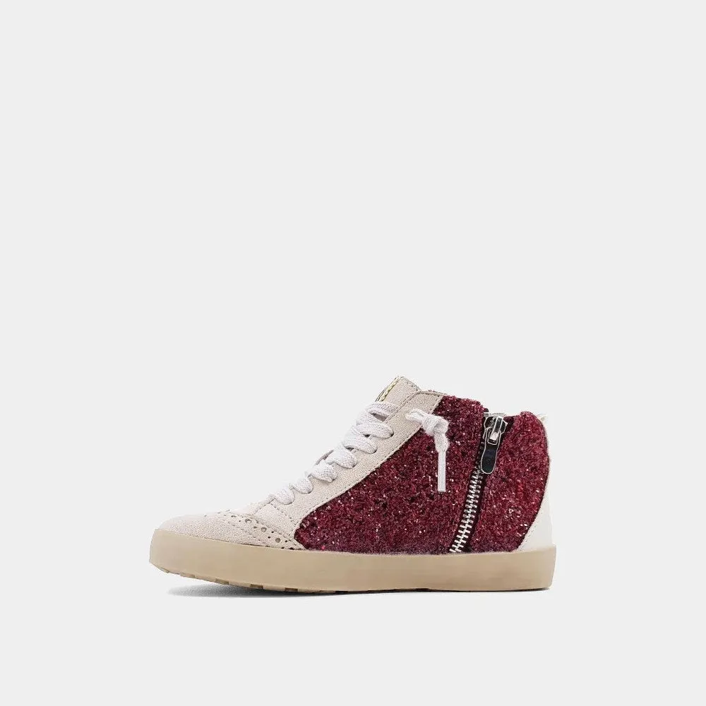 ShuShop Paulina Kids Dark Red Glitter Hi-Top Sneaker