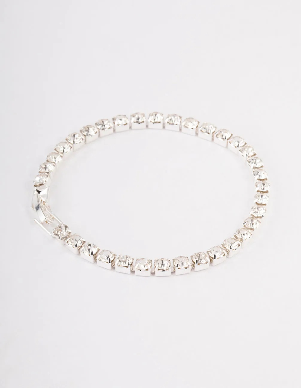 Silver Diamante Round Stone Tennis Bracelet