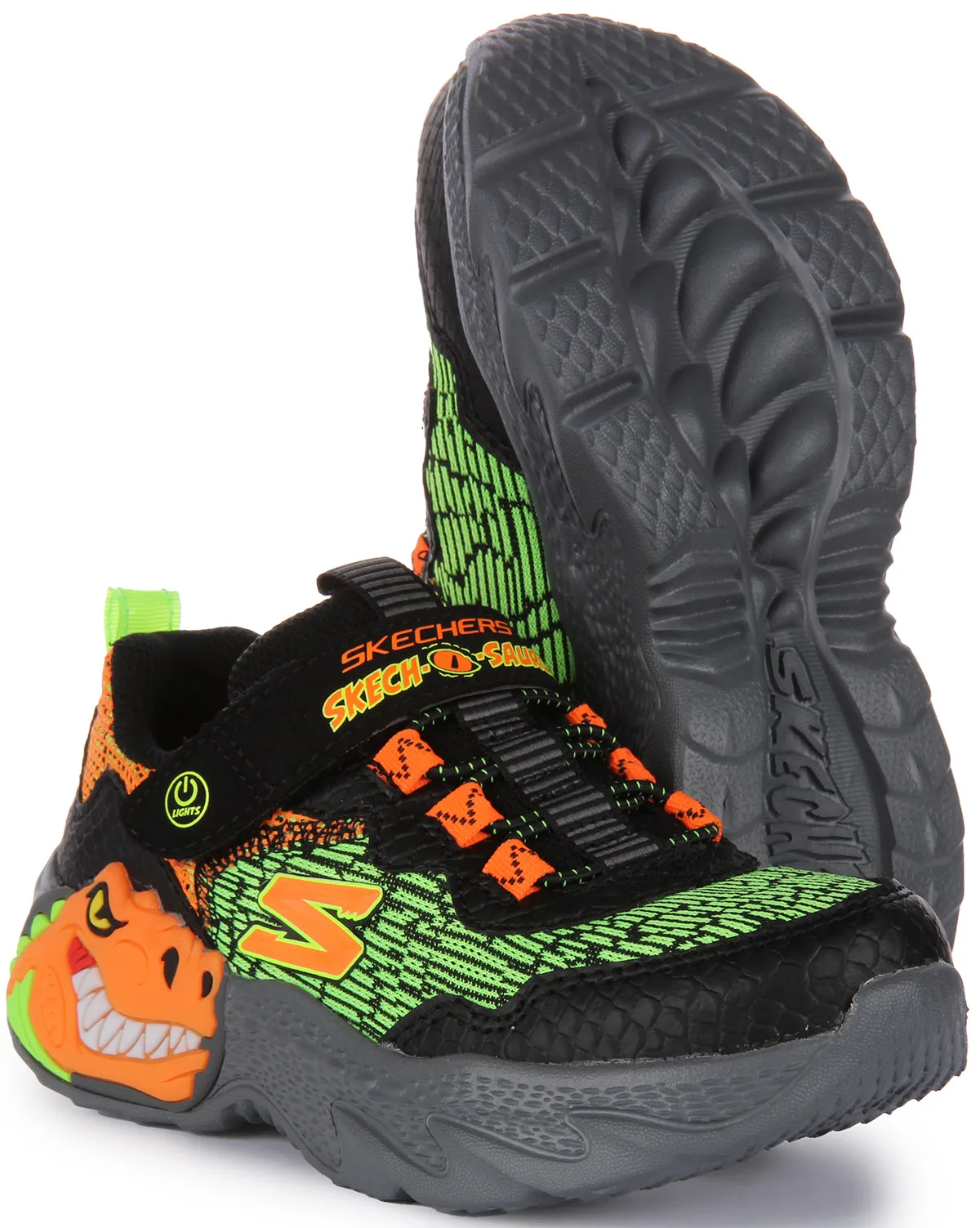 Skechers Skech O Saurus In Black Orange For Kids