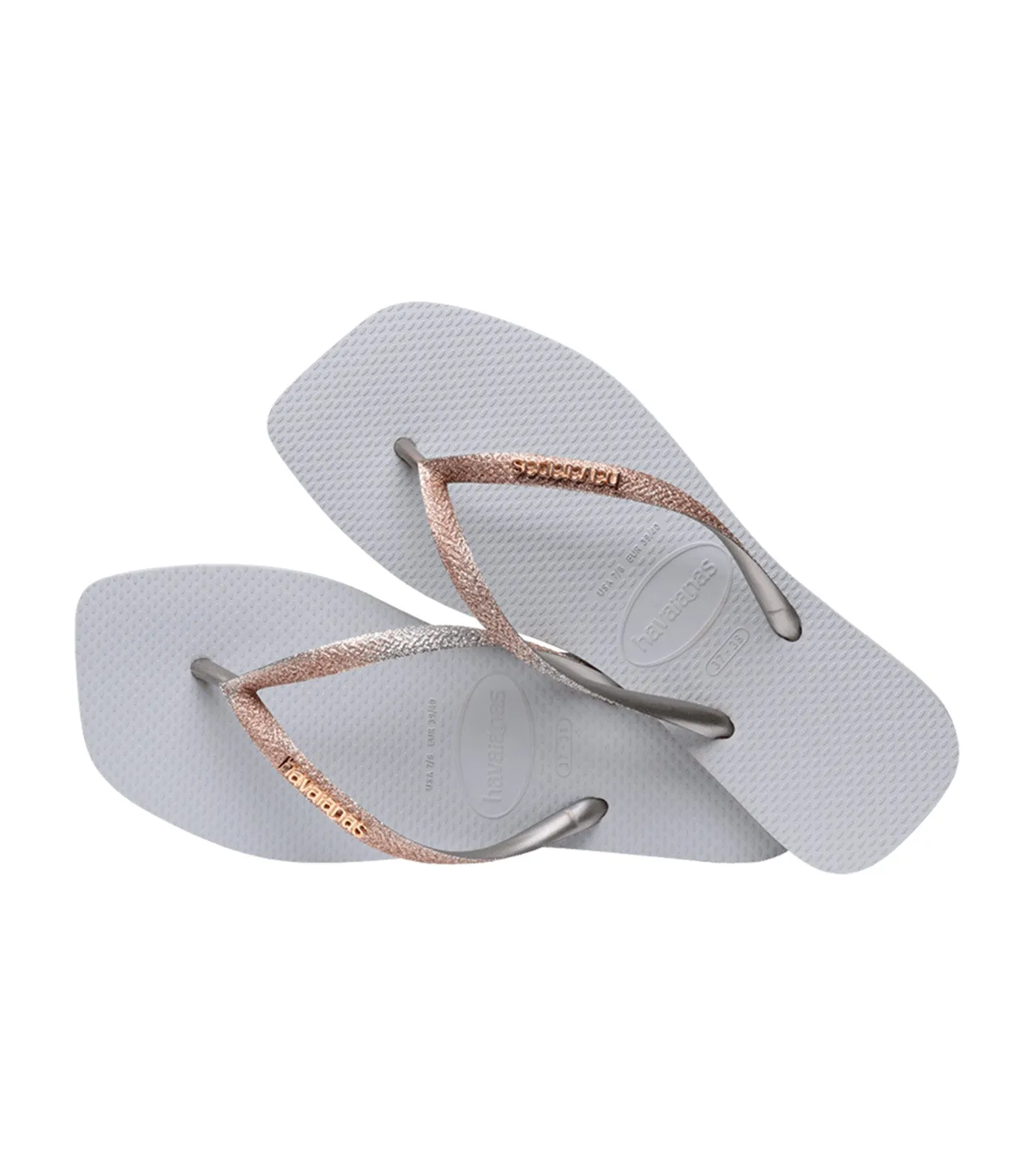 Slim Square Glitter Flip Flops Ice Gray