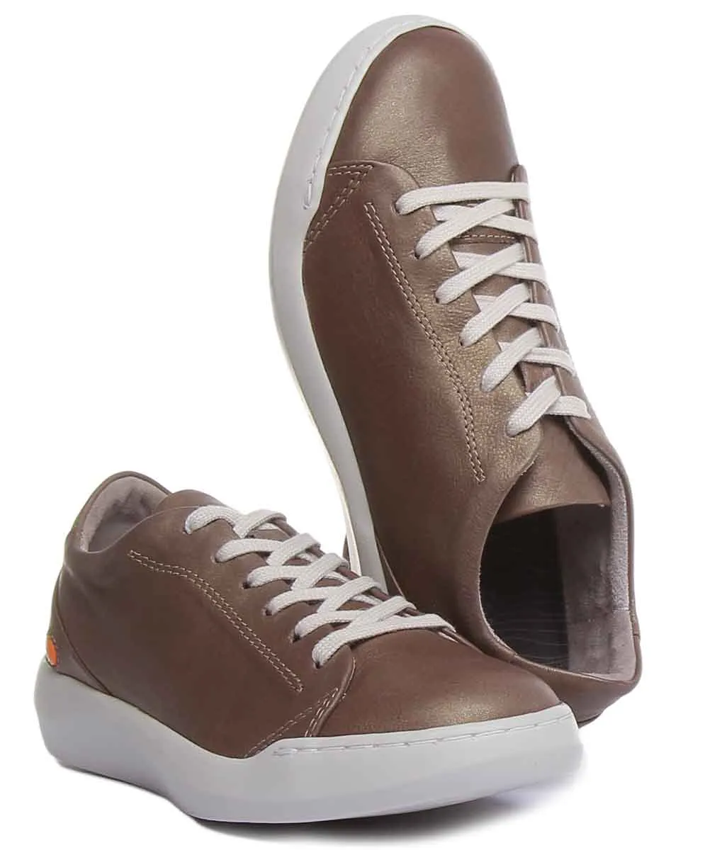 Softinos Bauk543 Lace Up Leather Trainers In Grey For Women