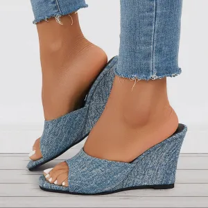 Sohiwoo  Open Toe Wedges Heel Mules Slip on Backless Sandals