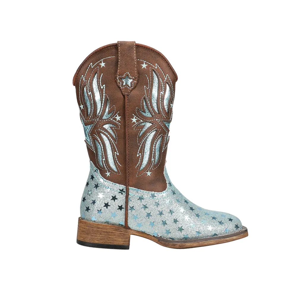 Starlet Tooled Inlay Square Toe Cowboy Boots (Little Kid)