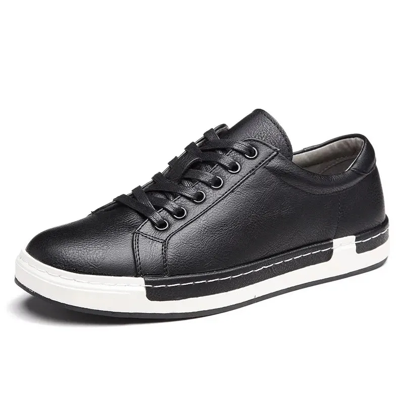 Stitched Sole Soft PU Leather Casual Shoes