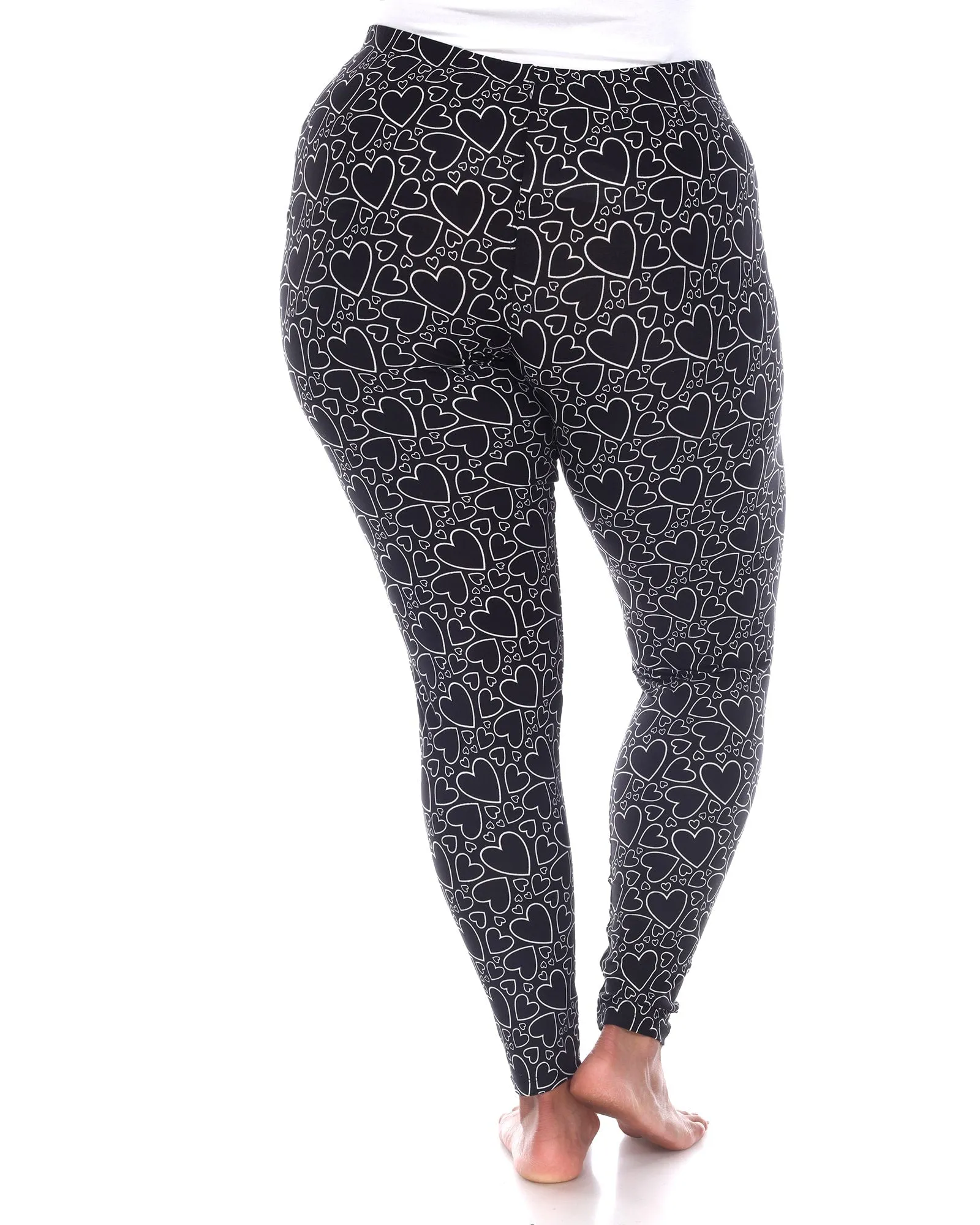 Super Soft Heart Printed Leggings | Black White