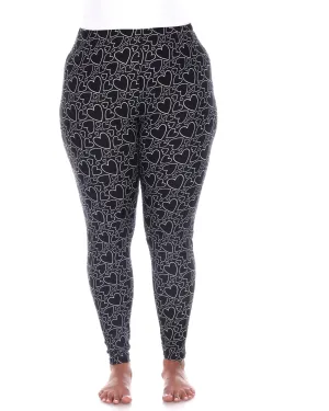 Super Soft Heart Printed Leggings | Black White