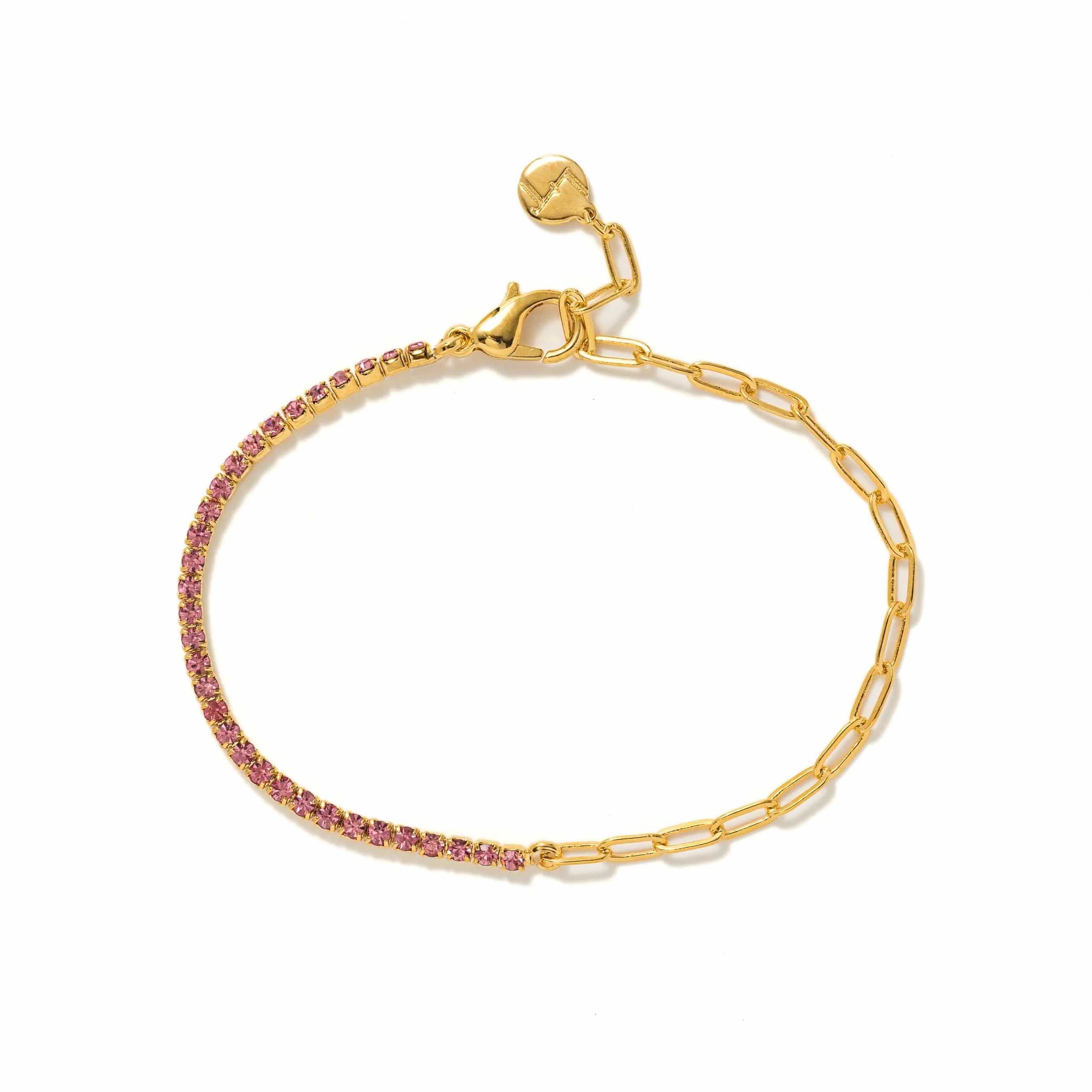 Tennis Paperclip Bracelet Pink