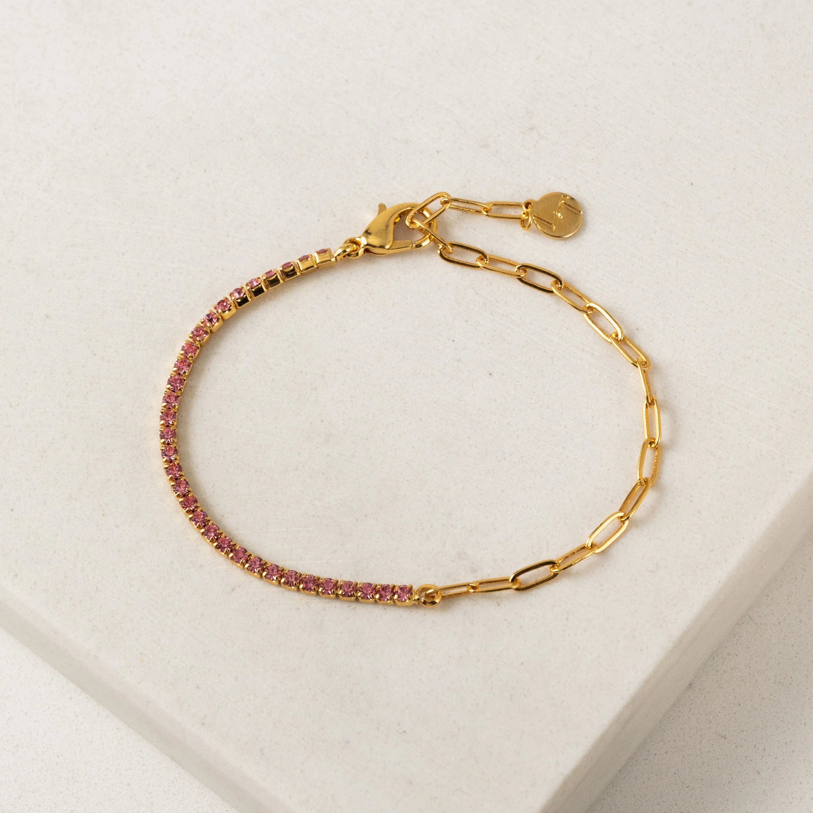 Tennis Paperclip Bracelet Pink