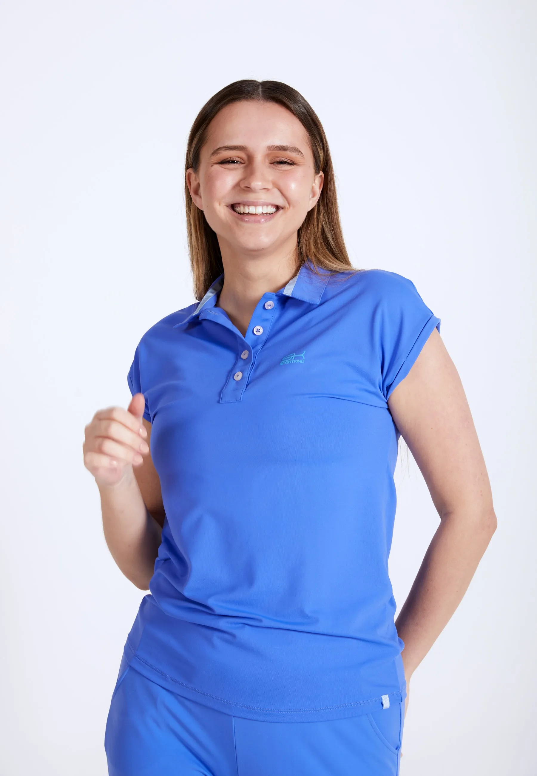 Tennis Polo Shirt Loose-Fit, cornflower blue