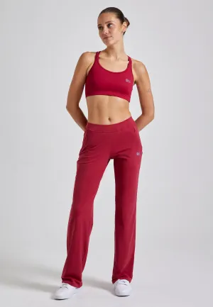 Tennis training pants long, burgundy red