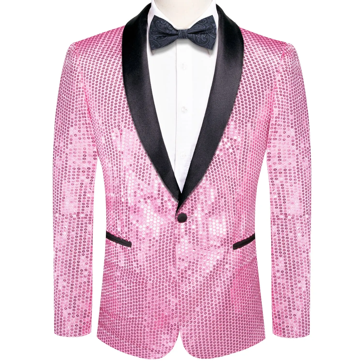 Ties2you Sequin Blazer Pink Solid Shawl Collar Glitter Mens Slim Fit Suit