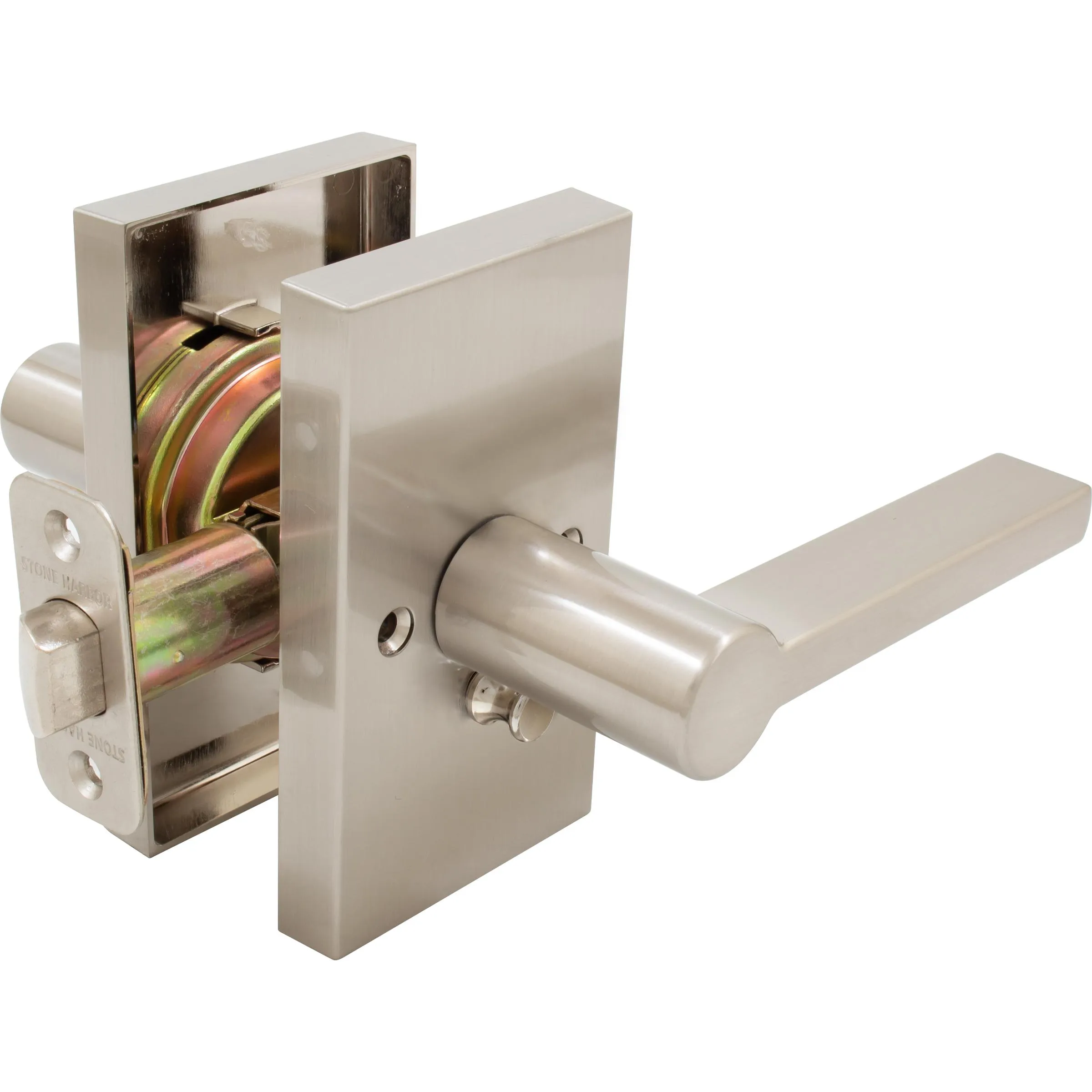 Vienna Door Lever with Rectangular Rosette, Privacy (Bed/Bath) Latch