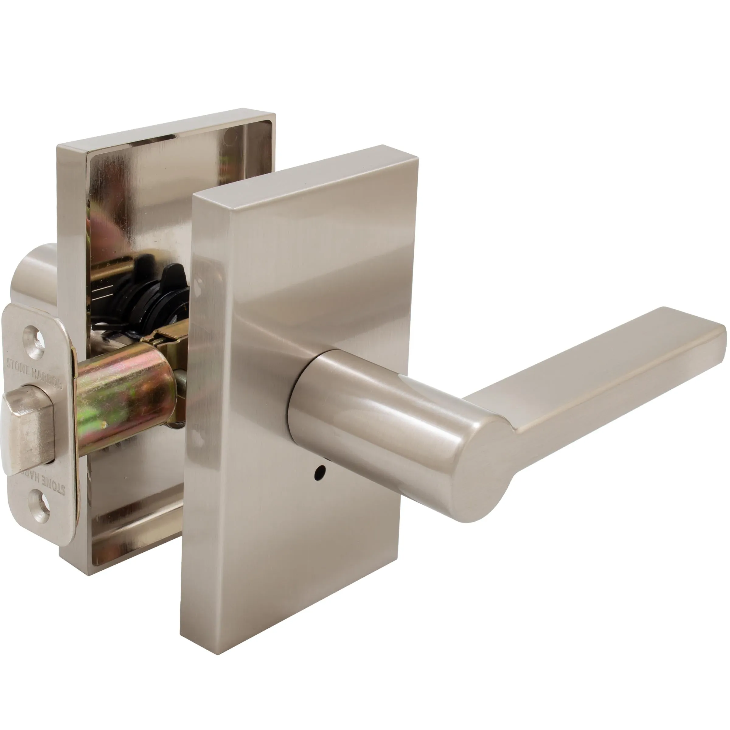 Vienna Door Lever with Rectangular Rosette, Privacy (Bed/Bath) Latch