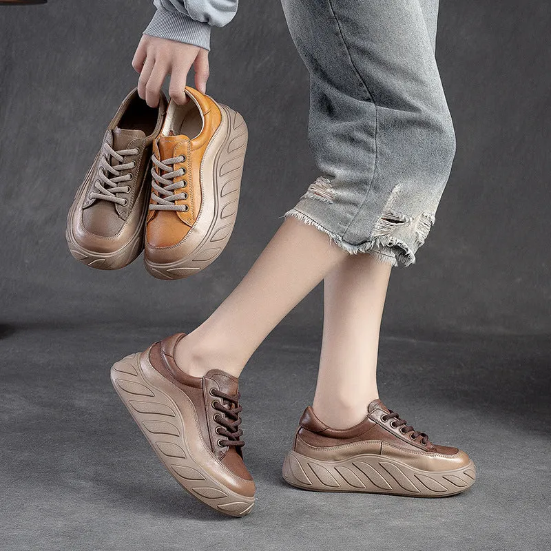 Women Minimalist Leather Comfort Thick Soled Casual Shoes