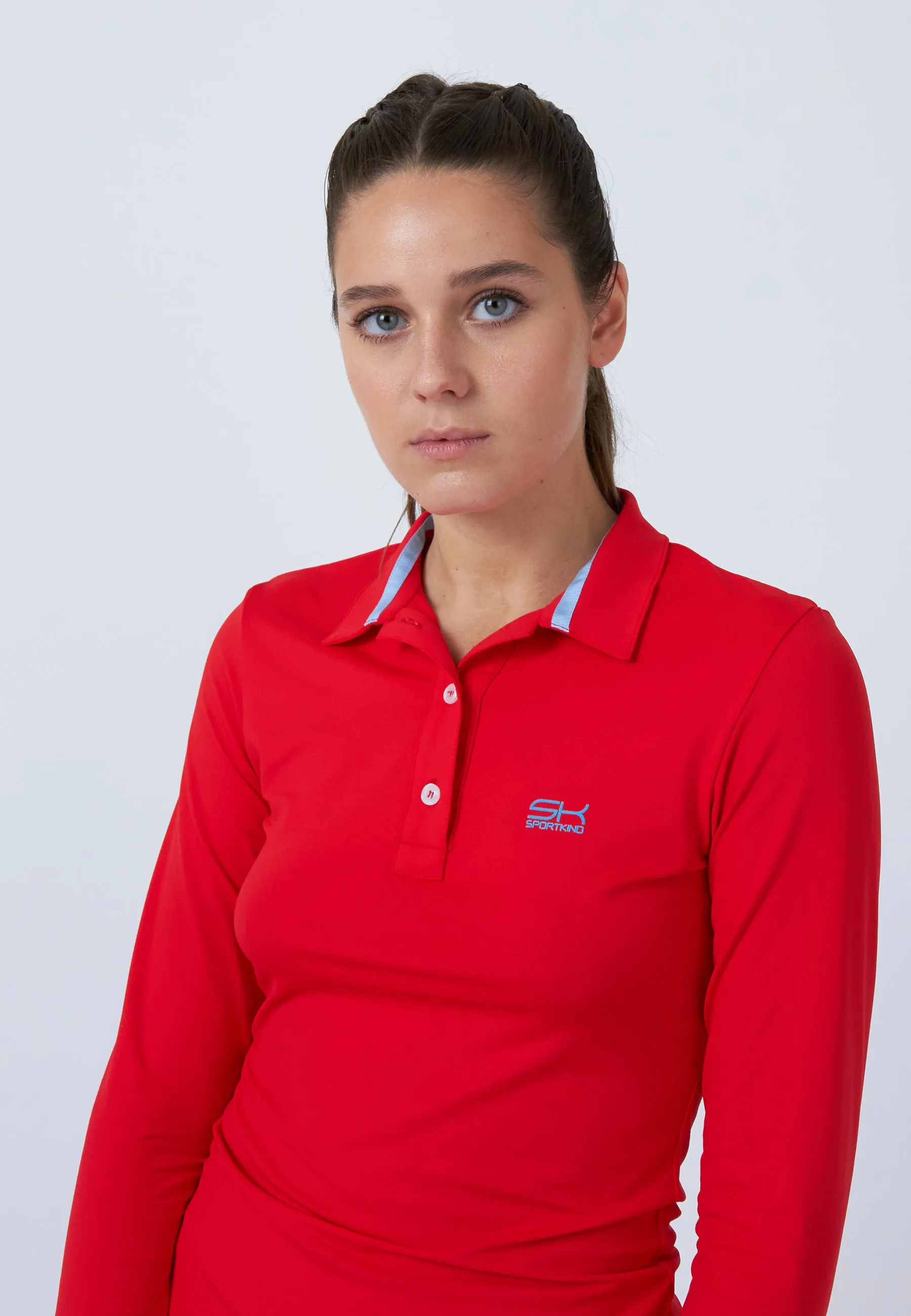 Women Tennis Longsleeve Polo Shirt, black