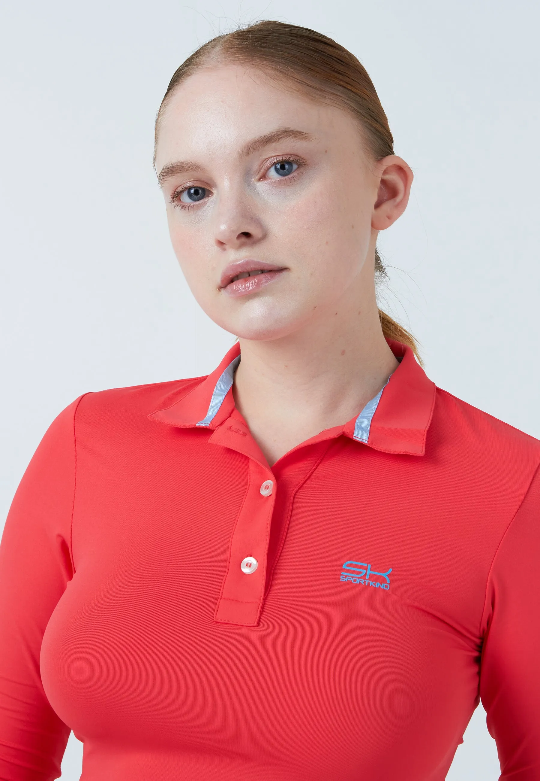 Women Tennis Longsleeve Polo Shirt, peach