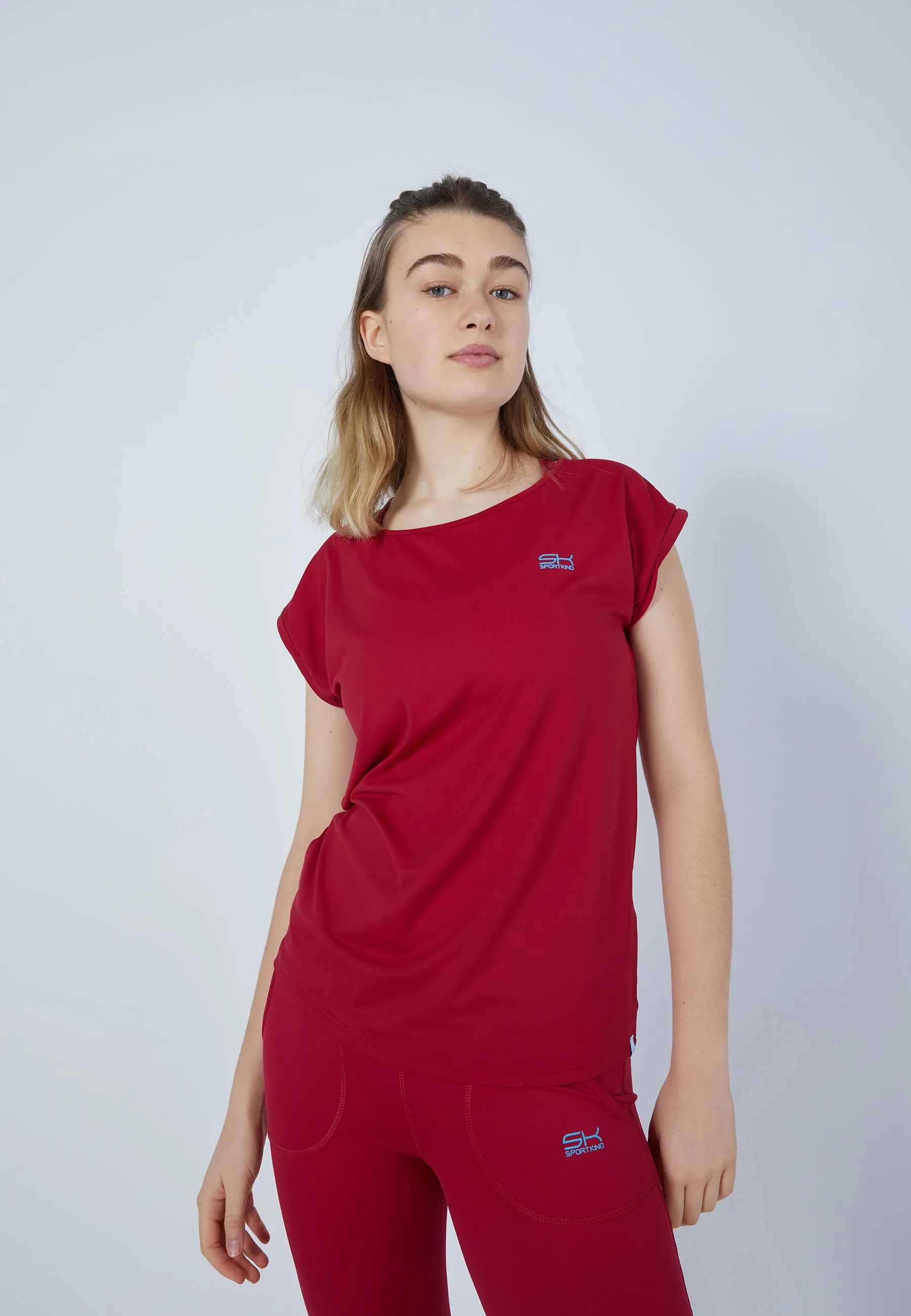 Women Tennis Shirt loose-fit, burgundy red