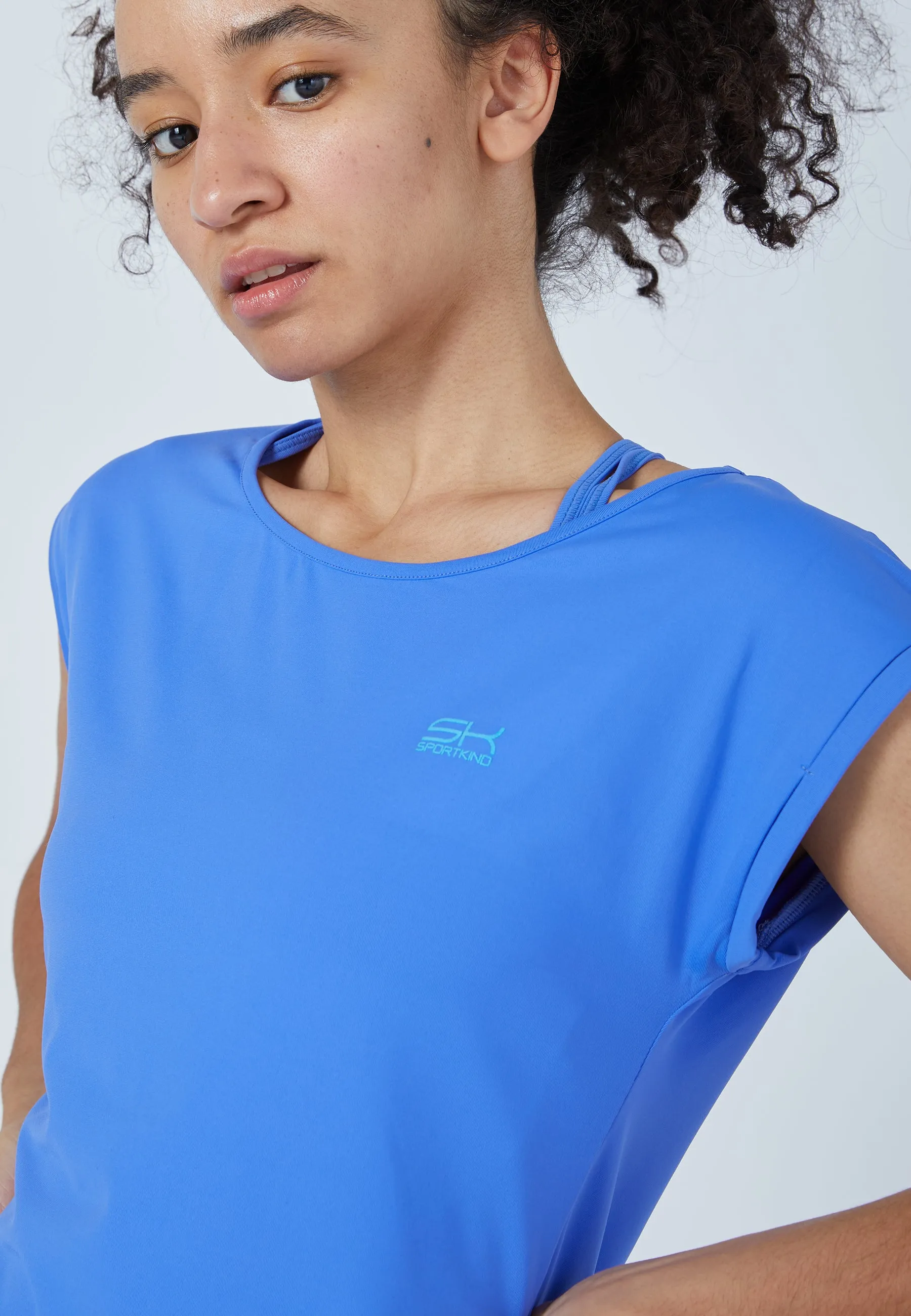 Women Tennis Shirt loose-fit, cornflower blue