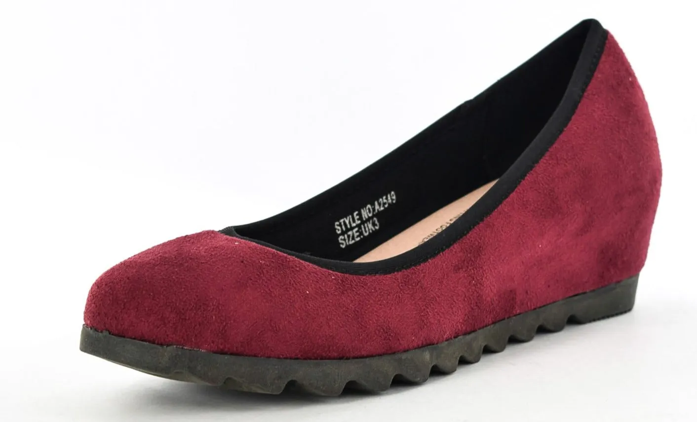 Women/Ladies Burgundy Faux Suede Wedge Pumps/Shoes