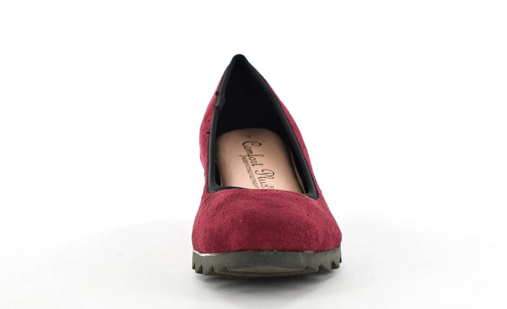 Women/Ladies Burgundy Faux Suede Wedge Pumps/Shoes