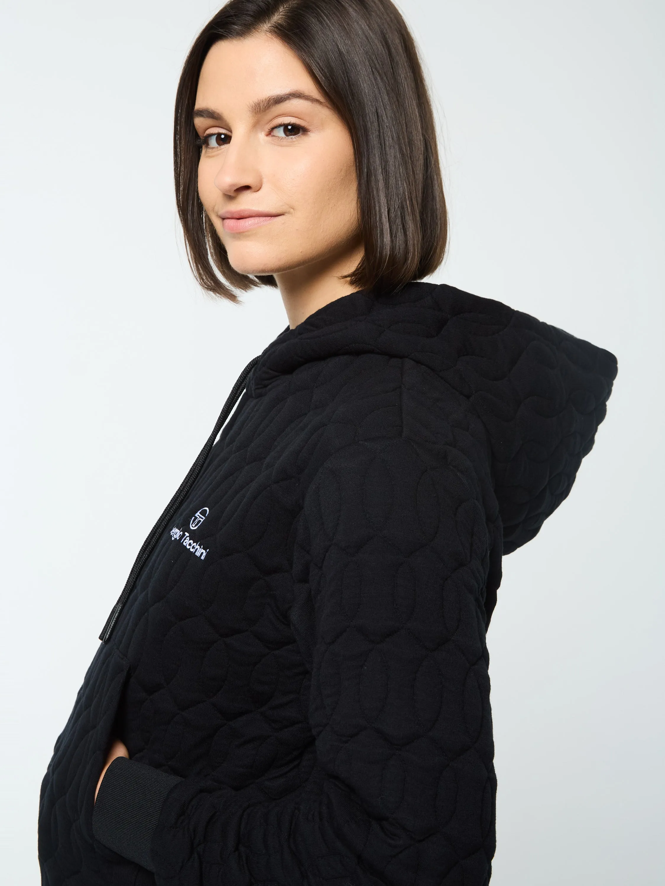 Women's Aversa Quilted Hoodie- Black Beauty