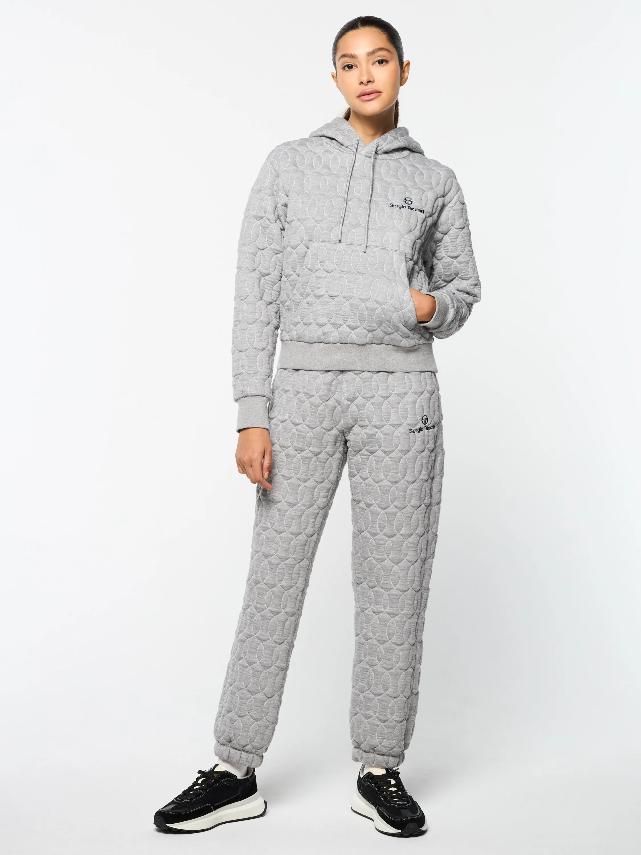 Women's Aversa Quilted Hoodie- Heather Grey