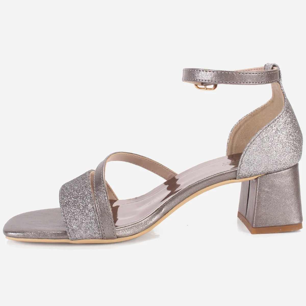 Womens "KAPUA" Shimmery Block Heel Sandals