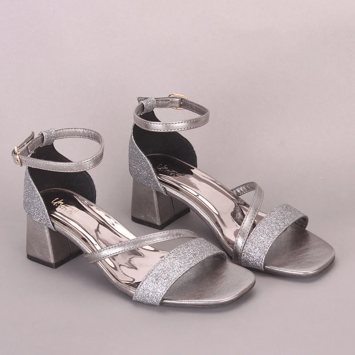 Womens "KAPUA" Shimmery Block Heel Sandals