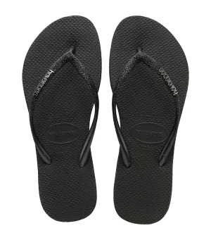 Women's Slim Flip Flops Sparkle Black