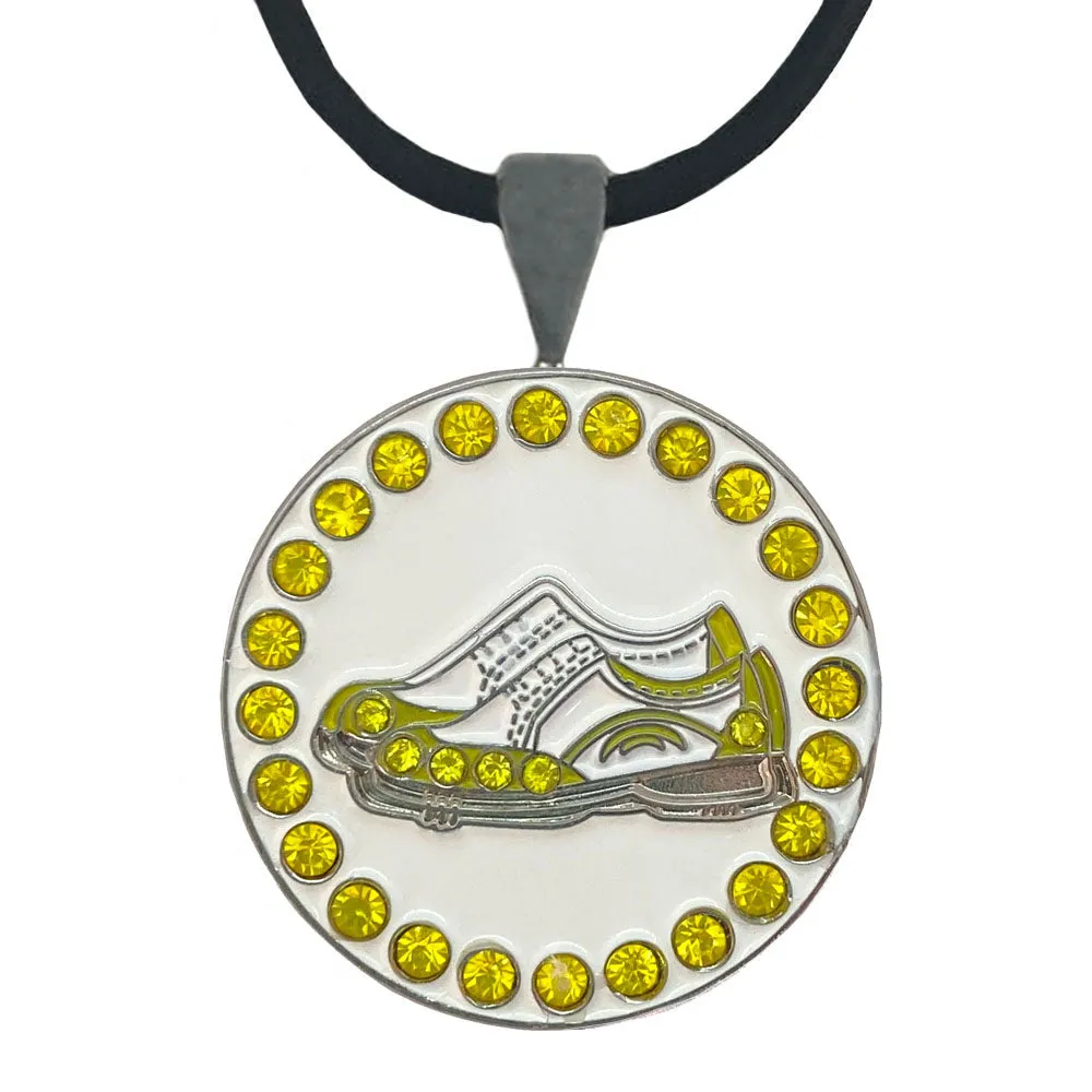 Yellow Golf Shoes Golf Ball Marker Necklace