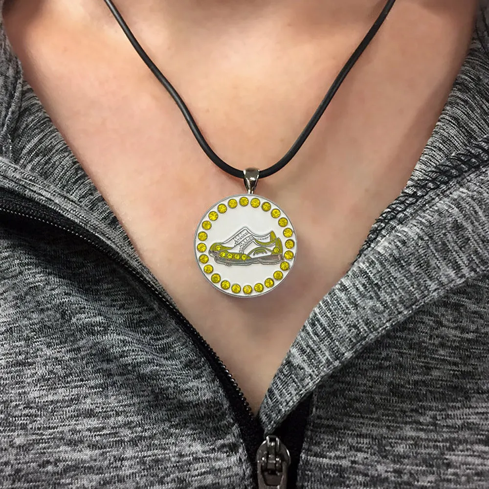 Yellow Golf Shoes Golf Ball Marker Necklace